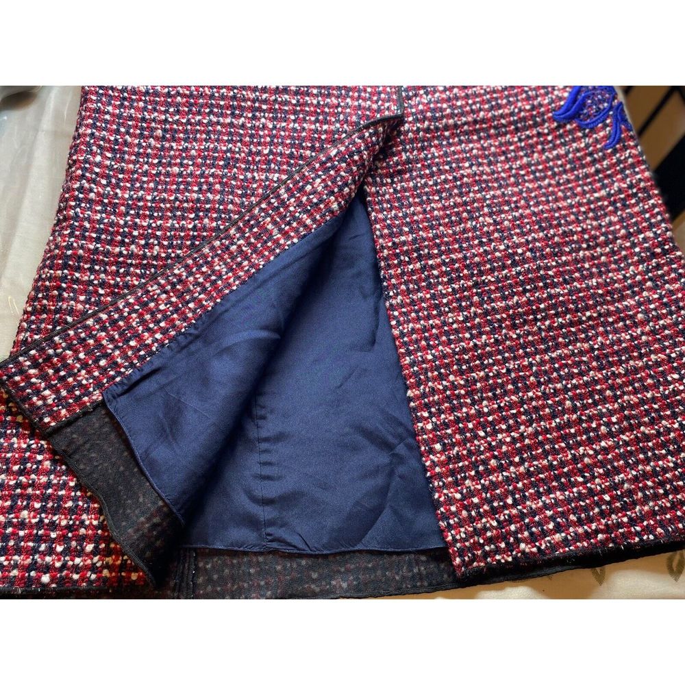 Marc Jacobs Runway Wool Floral Applique A-Line Wool Skirt 2 Red - Picture 5 of 16